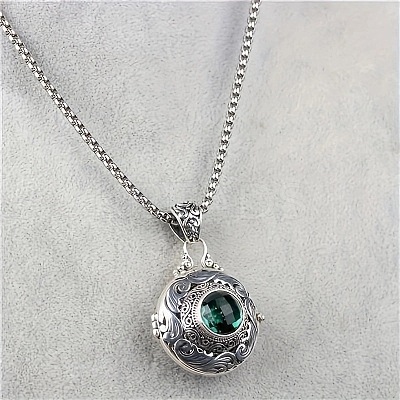 Alloy & Glass Hollow Flat Round Cage Pendant Necklaces for Diffuser Ball FS-WGCD084-01-1