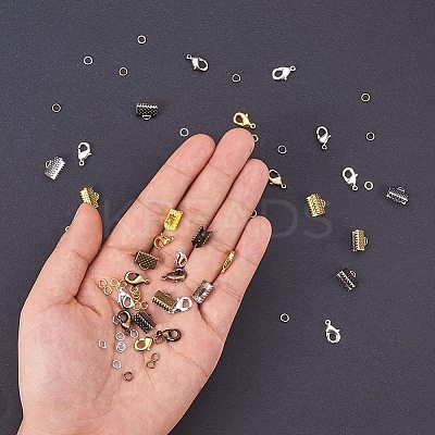 Basic Jewelry Findings with Brass Lobster Clasp Iron Jump Rings Ribbon Ends for Jewelry Making IFIN-PH0009-01-1
