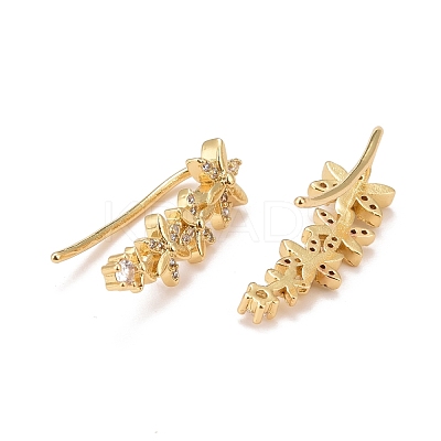 Cubic Zirconia Flower Dangle Earrings EJEW-A069-04G-1