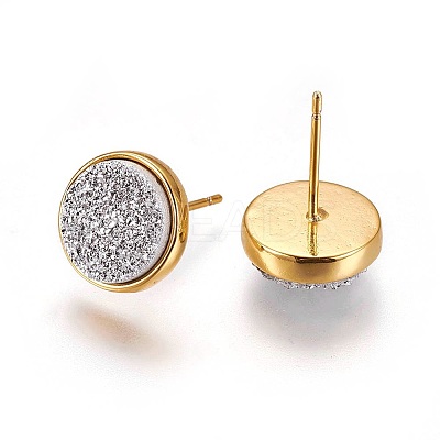 Druzy Resin Earrings KK-E724-L-04G-1