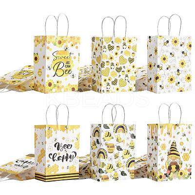 12Pcs 6 Colors Bees Theme Rectangle Paper Bags CARB-FS0001-08-1
