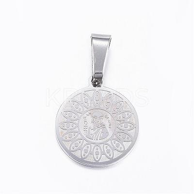 Non-Tarnish 304 Stainless Steel Pendants with 201 Stainless Steel Clasp STAS-H355-09P-1