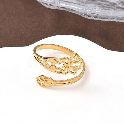 304 Stainless Steel Cuff Rings for Women RJEW-F195-01G-1