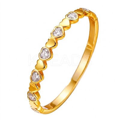 304 Stainless Steel Pave Clear Cubic Zirconia Hinged Cuff Bangles for Women WGF7C0B-02-1