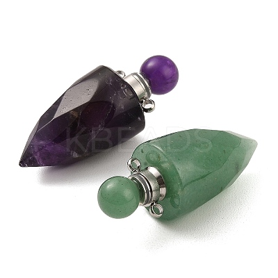 Natural Mixed Stone Openable Perfume Bottle Pointed Pendants G-F754-02P-1