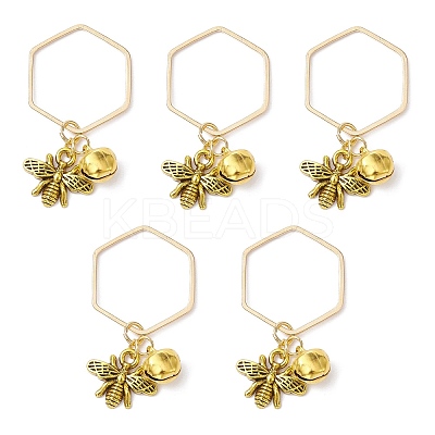 Alloy Bees and Iron Bell Pendant Decoration HJEW-JM01307-01-1