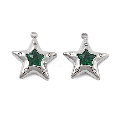 304 Stainless Steel Micro Pave Cubic Zirconia Pendants STAS-Z121-44P-1
