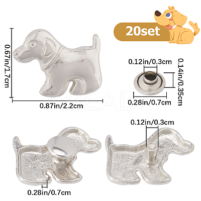 Dog Shape Alloy Garment Collision Rivets FIND-GF0004-80-1