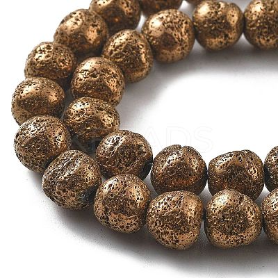 Electroplated Natural Lava Rock Beads Strands G-A251-D01-01G-1