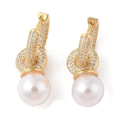 Rack Plating Brass Micro Pave Clear Cubic Zirconia Hoop Earrings for Women EJEW-G394-11G-1