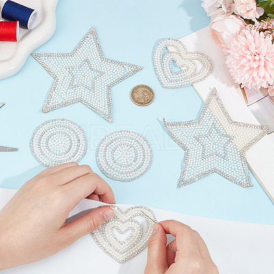 6Pcs 3 Styles Rhinestone Cloth Iron on/Sew on Patches DIY-GF0010-04-1