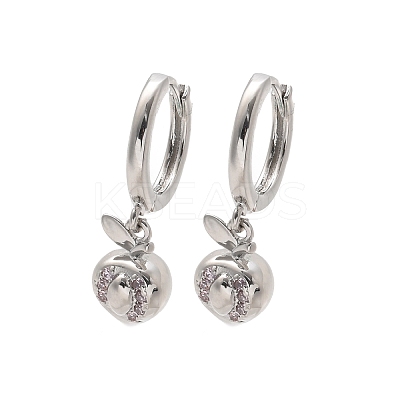 Brass Cubic Zirconia Hoop Earrings EJEW-Q015-01P-C-1
