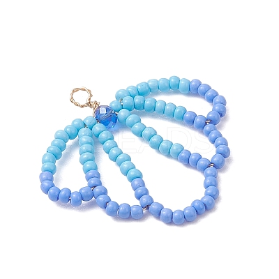 Glass Seed Beaded Shell Shapes Pendants PALLOY-MZ01174-01-1