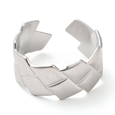 Non-Tarnish 304 Stainless Steel Rhombus Open Cuff Ring for Women RJEW-I098-24P-1