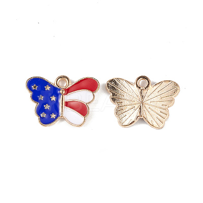 American Flag Style Alloy Enamel Pendants X-ENAM-K067-41-1