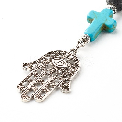 Natural Lava Rock Beads and Synthetic Turquoise beads Keychain KEYC-JKC00267-03-1