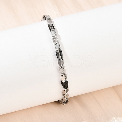 201 Stainless Steel Link Chain Bracelets for Men Women BJEW-B143-03PB-1
