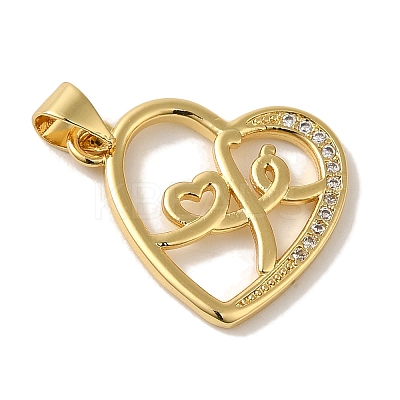 Rack Plating Brass Micro Pave Clear Cubic Zirconia Pendants KK-P267-05B-G-1