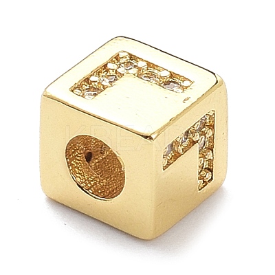 Real 18K Gold Plated Brass Micro Pave Clear Cubic Zirconia Beads ZIRC-L091-076G-L-1
