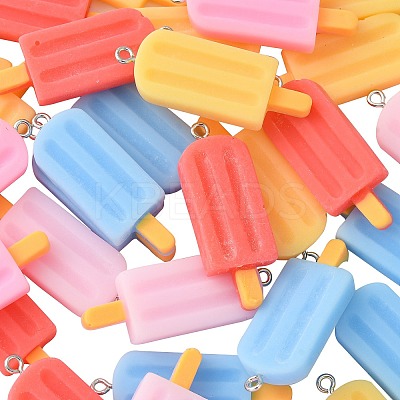 40Pcs 5 Colors Opaque Resin Pendants RESI-CJ0002-99-1