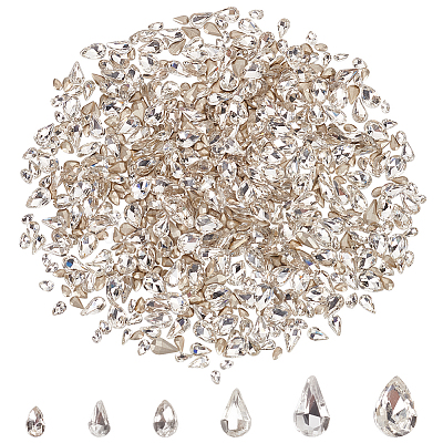 600Pcs 6 Style Glass Rhinestone Cabochons GGLA-HY0001-03-1