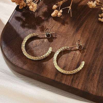 304 Stainless Steel Twist C-Shaped Stud Earrings EJEW-R017-03G-01-1