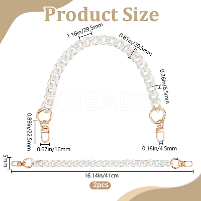 2Pcs Resin Curb Chain Bag Extension Chains FIND-BBC0002-50B-1