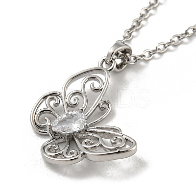Butterfly Glass Pendant NJEW-R263-05P-1