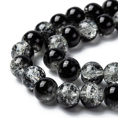 Spray Painted Crackle Glass Beads Strands CCG-Q002-8mm-11-1