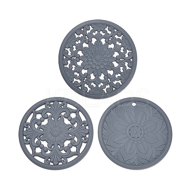 Floral Silicone Heat Insulation Coasters AJEW-K055-01A-1