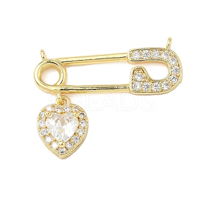 Brass Micro Pave Clear Cubic Zirconia Pendants KK-B139-07G-02-1