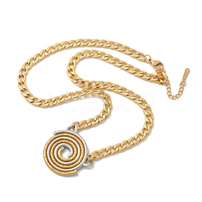 304 Stainless Steel Flat Round Vortex Pendant Twisted Chain Necklaces for Women STAS-Z117-09GP-1