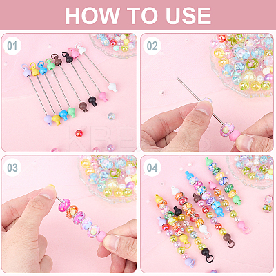 32Pcs 8 Colors Plastic Beadable Keychain Bar for Jewelry Making DIY Crafts AJEW-CP0006-90-1