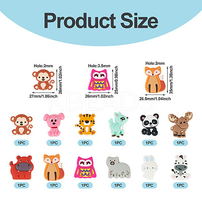 12Pcs 12 Styles Food Grade Silicone Focal Beads SIL-TA0002-62-1