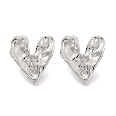 Non-Tarnish Heart 304 Stainless Steel Stud Earrings EJEW-H013-34P-1