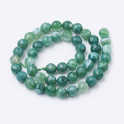 Natural Striped Agate/Banded Agate Beads Strands X-G-S281-51A-6mm-1