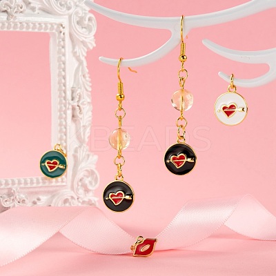 12Pcs 6 Style Golden Plated Brass with Jump Rings Enamel Pendants KK-LS0001-35-1