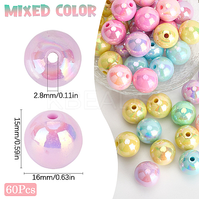 60Pcs Opaque Acrylic Beads MACR-SC0001-75-1
