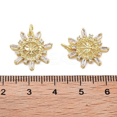 Rack Plating Brass Micro Pave Cubic Zirconia Pendants KK-Z071-56G-1