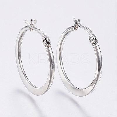 Tarnish Resistant 304 Stainless Steel Hoop Earrings EJEW-F105-22P-1