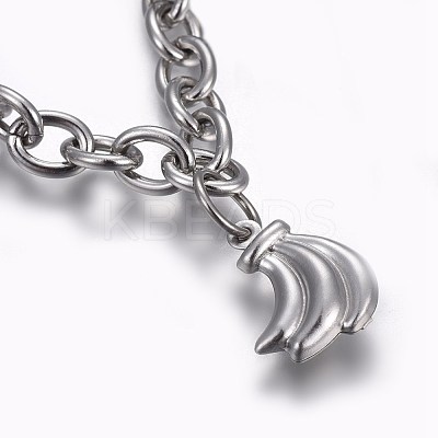 Tarnish Resistant 304 Stainless Steel Charm Bracelets BJEW-L637-25-P-1
