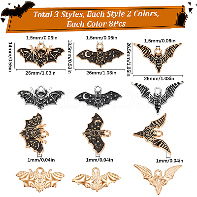 48Pcs 6 Styles Alloy Enamel Pendants ENAM-SC0007-40-1