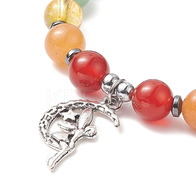 Chakra Theme Gemstone & Synthetic Hematite Beaded Stretch Bracelets for Women BJEW-JB09277-1