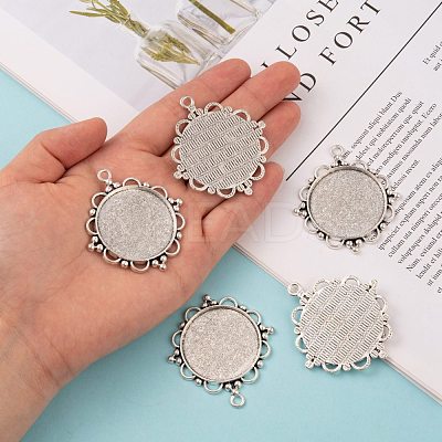 Tibetan Style Alloy Pendant Cabochon Settings X-TIBEP-N003-55AS-1