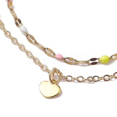 304 Stainless Steel Enamel Link Chains Anklets AJEW-AN00589-01-1