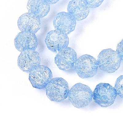 Transparent Crackle Glass Beads Strands GLAA-N053-8mm-04-1