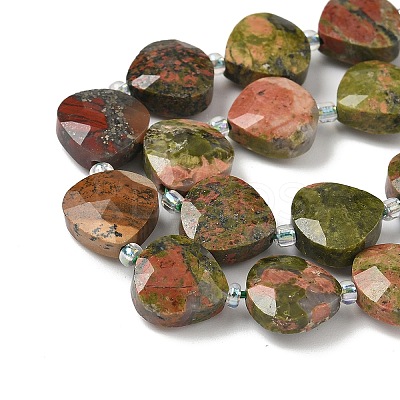 Natural Unakite Beads Strands G-D316-A13-1