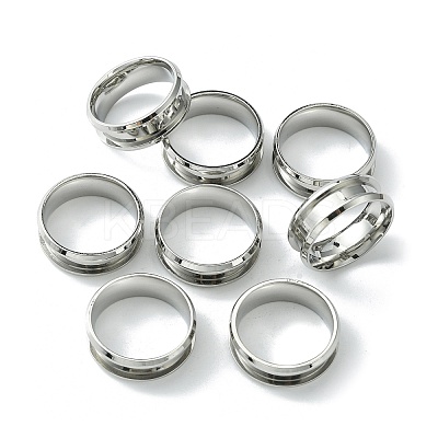 201 Stainless Steel Grooved Finger Ring Settings STAS-TAC0001-10C-P-1
