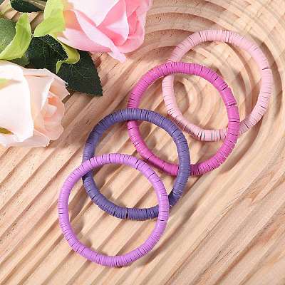 Polymer Clay Heishi Surfer Stretch Bracelets Set BJEW-SW00129-1