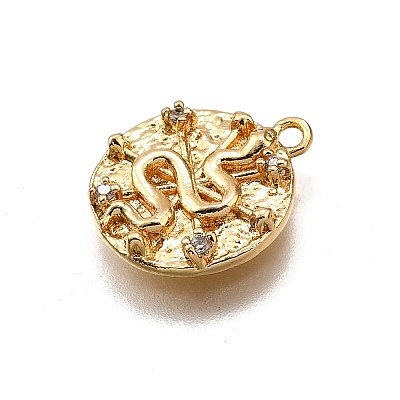 Brass Micro Pave Clear Cubic Zirconia Pendants LS-KK-G530-02G-1